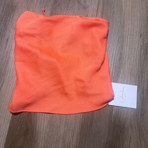 L'Academie New With Tags Orange Textured Open Tie Back Top